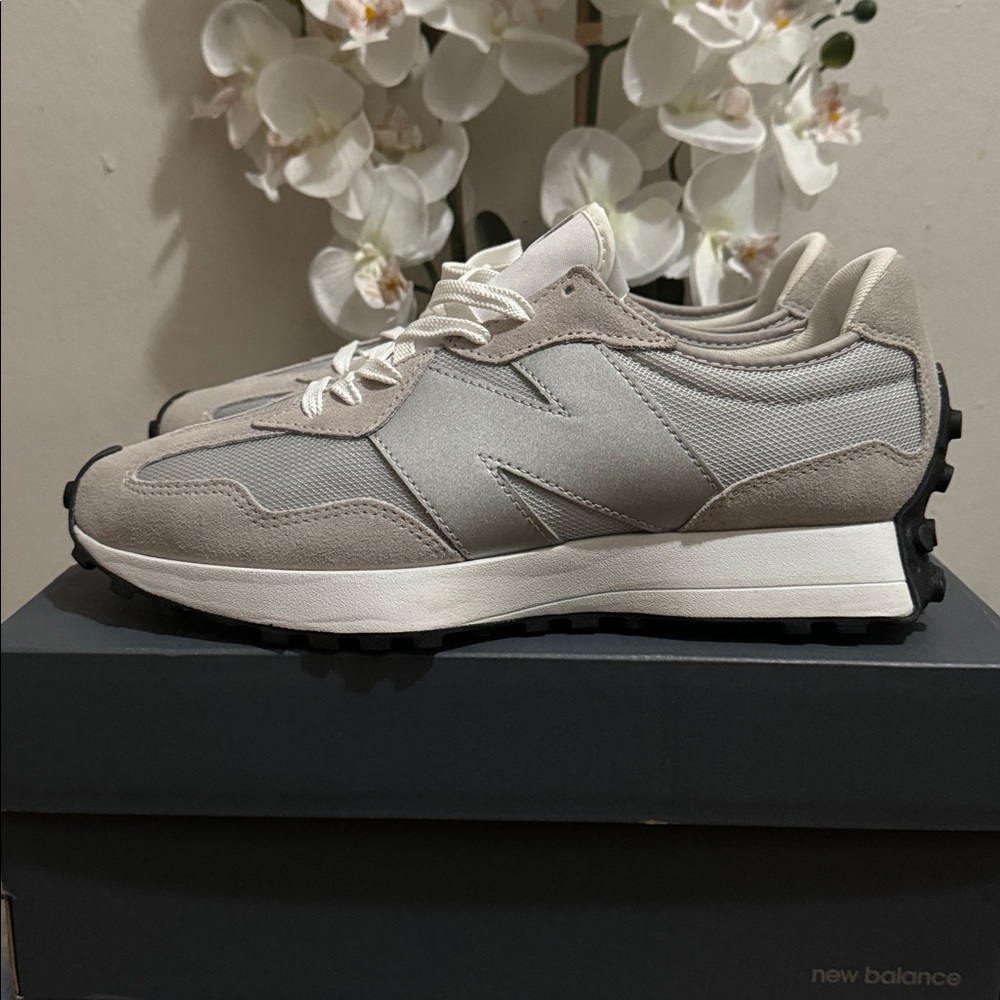 New Balance Gray and White Sneakers